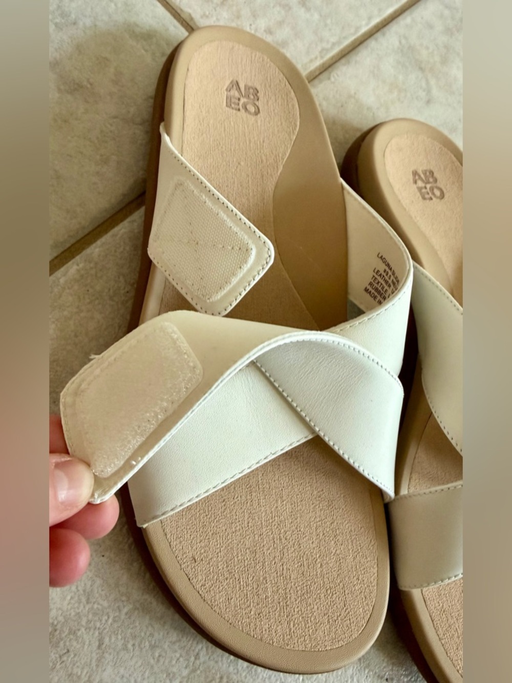 Laguna Slide Ivory Leather Sandals Adjustable Strap Size 9.5 Minimal - Picture 9 of 11